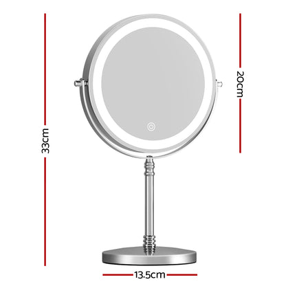 Embellir Makeup Mirror 20x20cm 10X Magnifying with LED Light Rotation Tabletop